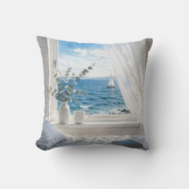 Ocean View in a Bedroom Window クッション