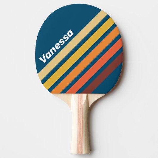 Ocean Vintage Vibe Angled Striping with Name 卓球ラケット (正面)