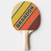 Ocean Vintage Vibe Bold Striped with Name 卓球ラケット (裏面)