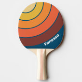 Ocean Vintage Vibe Circle Stripe with Name 卓球ラケット (裏面)