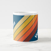 Ocean Vintage Vibe Stripes with Name ジャンボコーヒーマグカップ (正面)