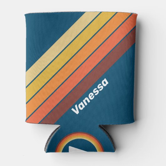 Ocean Vintage Vibe Stripes with Name 缶クーラー (正面)