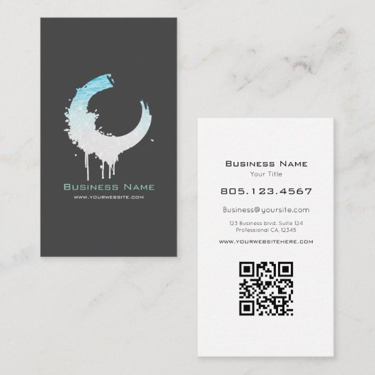 Ocean Water & White Sand Swirl • Custom Editable 名刺 (正面/裏面)