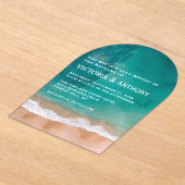 Ocean Wave, Beach Wedding アクリル招待状 (レイダウン)