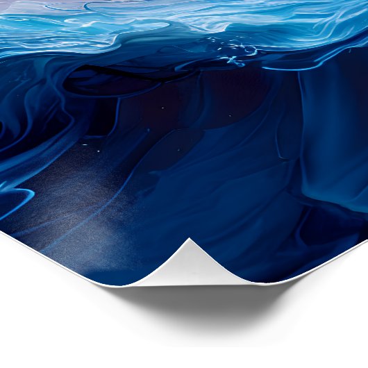 Ocean Wave Fluid Art Sunset Glow Abstract ポスター (コーナー)