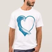 Ocean Wave Heart Design Tシャツ (正面)