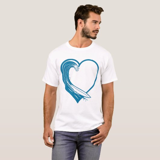 Ocean Wave Heart Design Tシャツ (正面フル)