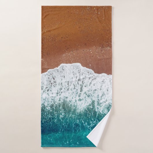 Ocean wave on a sandy beach, background top view バスタオル (バスタオル)