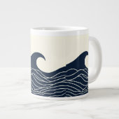 Ocean Wave Silhouette Coastal Mug ジャンボコーヒーマグカップ (正面右)