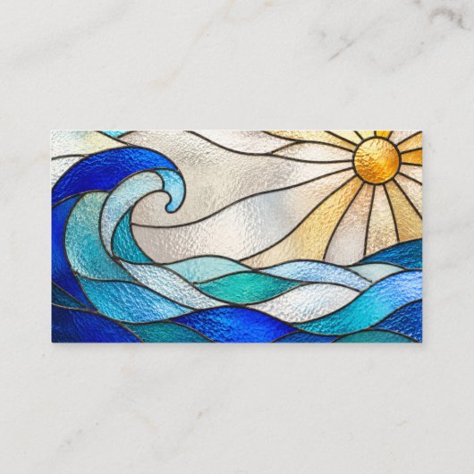Ocean Wave Sun Stained Glass Business Card 名刺 (裏面)