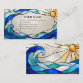 Ocean Wave Sun Stained Glass Business Card 名刺 (正面/裏面)