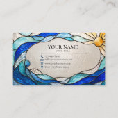 Ocean Wave Sun Stained Glass Business Card 名刺 (正面)