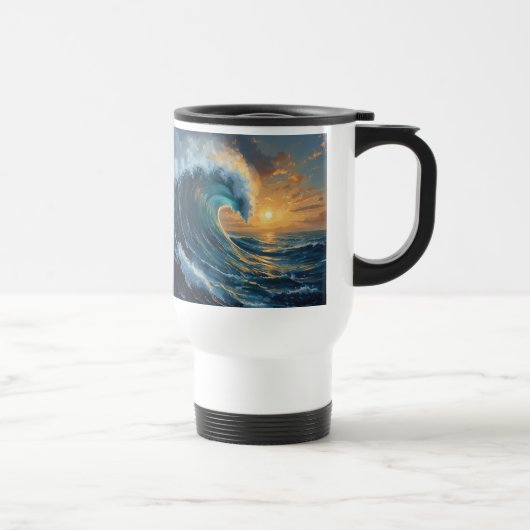 Ocean Wave Sunset Art – Abstract Sea Design トラベルマグ (右)