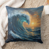 Ocean Wave Sunset Throw Pillow – Abstract Sea Art  クッション (ブランケット)