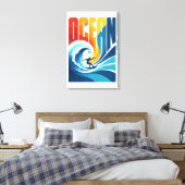 OCEAN Wave Surfer – Retro Surf Lifestyle Art キャンバスプリント (インサイチュ (寝室))
