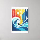 OCEAN Wave Surfer – Retro Surf Lifestyle Art キャンバスプリント (正面)