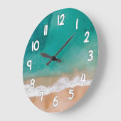 Ocean Wave Wall Clock – Sand and Sea Beach Home De ラージ壁時計 (傾斜)