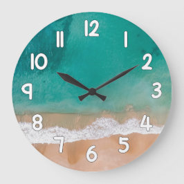 Ocean Wave Wall Clock – Sand and Sea Beach Home De ラージ壁時計