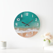 Ocean Wave Wall Clock – Sand and Sea Beach Home De ラージ壁時計 (ホーム)