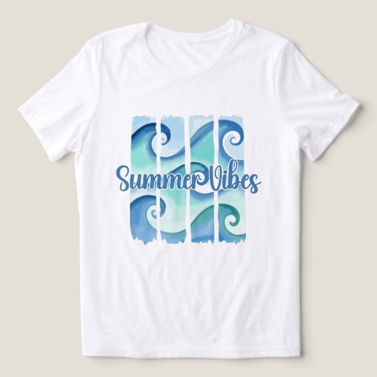 Ocean Wave Watercolor Summer Vibes Coastal Beach トライブレンドTシャツ (デザイン正面)
