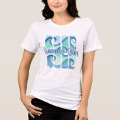 Ocean Wave Watercolor Summer Vibes Coastal Beach トライブレンドTシャツ (正面)