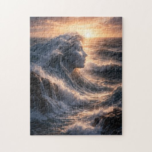 Ocean Wave Woman Surreal Art Print ジグソーパズル (縦)