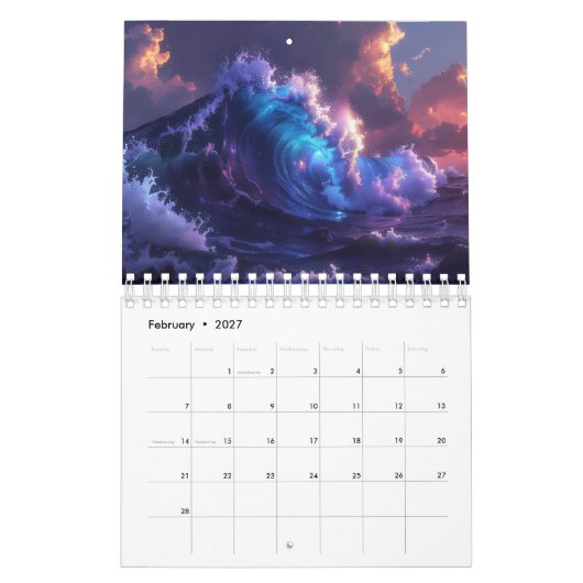 OCEAN WAVES - 2026 -  カレンダー (2月 2027)