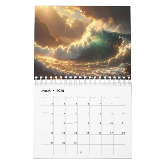 OCEAN WAVES - 2026 -  カレンダー (3月 2026)