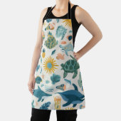 Ocean Waves All-Over Print Apron Gift エプロン (インサイチュ)