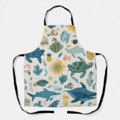 Ocean Waves All-Over Print Apron Gift エプロン (正面)