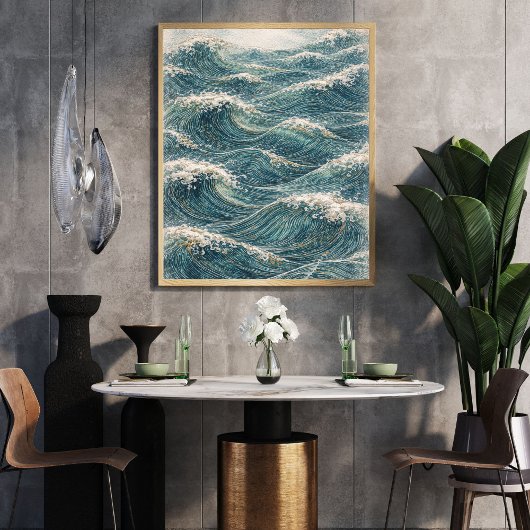 Ocean Waves Art | Japanese Wave Print Poster ポスター