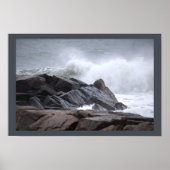 Ocean Waves Crashing Rocks Poster ポスター (正面)