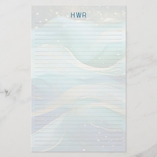 Ocean Waves Lined Monogram Writing Paper 便箋 (正面)