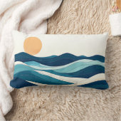 Ocean Waves Mug Minimalist Coastal Line Art pillow ランバークッション (ブランケット)