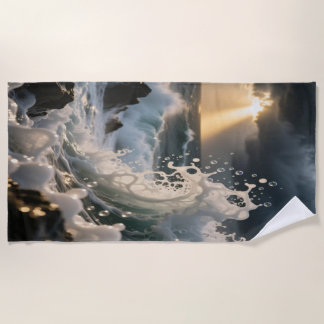 Ocean Waves & Sea Foam Beach Towel ビーチタオル
