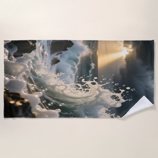 Ocean Waves & Sea Foam Beach Towel ビーチタオル (正面)