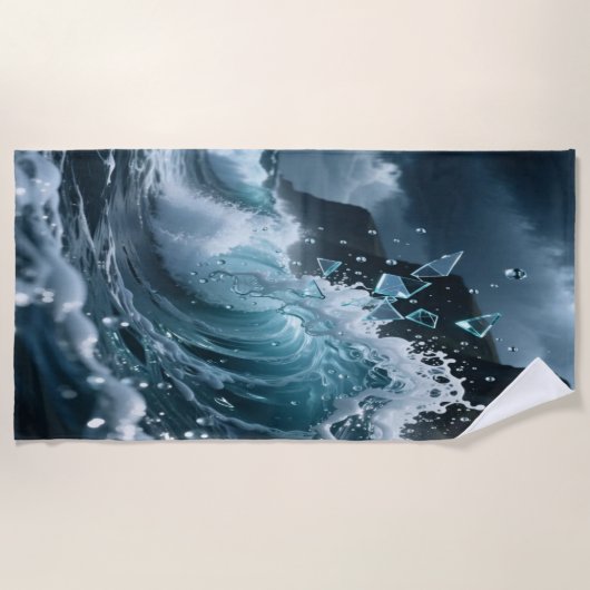 Ocean Waves & Sea Foam Beach Towel ビーチタオル (正面)