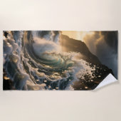 Ocean Waves & Sea Foam Beach Towel ビーチタオル (正面)