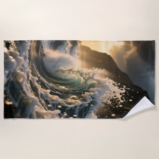 Ocean Waves & Sea Foam Beach Towel ビーチタオル