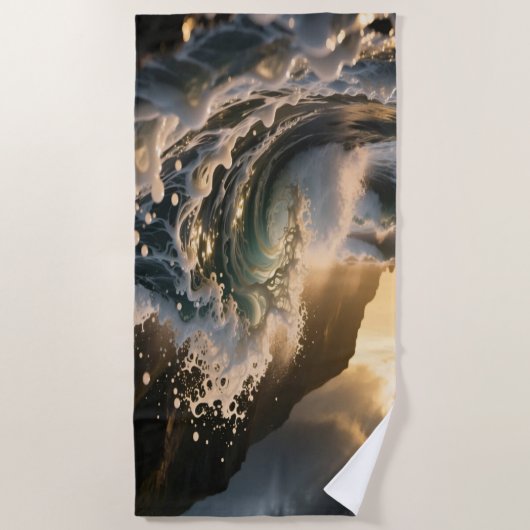 Ocean Waves & Sea Foam Beach Towel ビーチタオル (正面)
