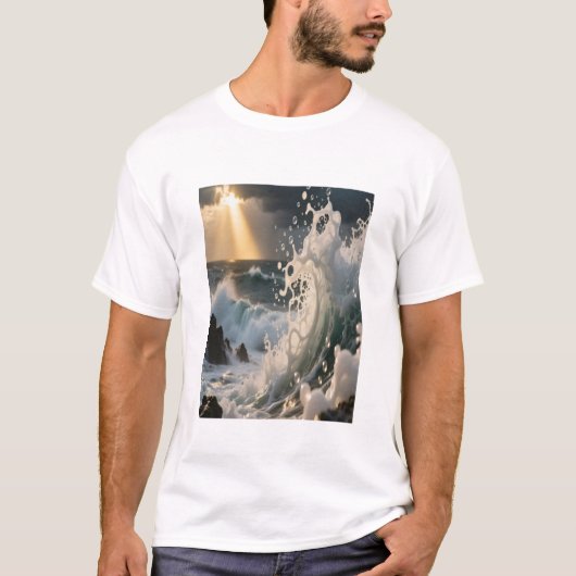 Ocean Waves & Sea Foam Graphic T-Shirt for Men Tシャツ (正面)