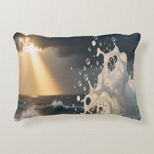 Ocean Waves & Sea Foam Throw Pillow Cover アクセントクッション (正面)