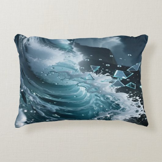 Ocean Waves & Sea Foam Throw Pillow Cover アクセントクッション (正面)