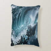 Ocean Waves & Sea Foam Throw Pillow Cover アクセントクッション (裏面(縦))
