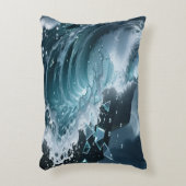 Ocean Waves & Sea Foam Throw Pillow Cover アクセントクッション (正面(垂直))