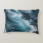 Ocean Waves & Sea Foam Throw Pillow Cover アクセントクッション (裏面)