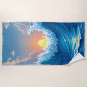 Ocean Waves & Sun Beach Towel ビーチタオル (正面)