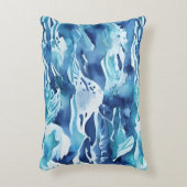 Ocean Waves | Teal Watercolor Aqua Blue アクセントクッション (正面(垂直))