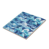 Ocean Waves | Teal Watercolor Aqua Blue タイル (側面)