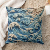 Ocean Waves Throw Pillow クッション (ブランケット)